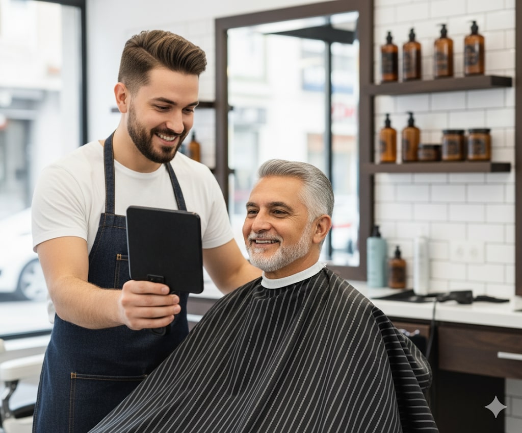 Beauty stylist working with client